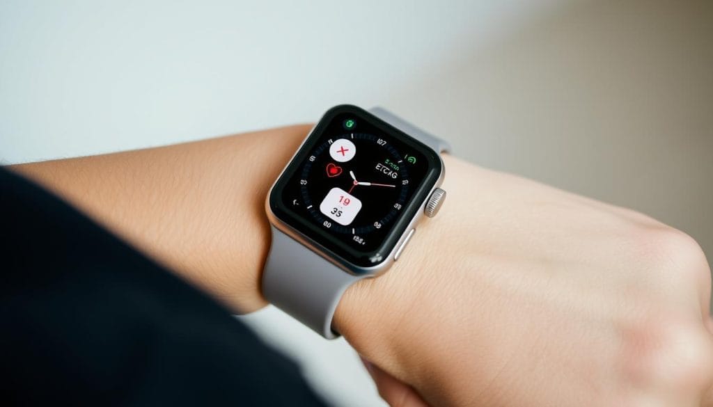 Apple Watch displaying health monitoring features and data visualization Apple Watch displaying health monitoring features and data visualization