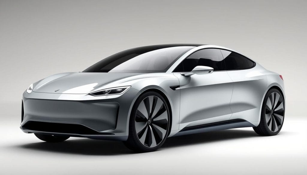 Conceptual rendering of a potential Apple Car design with minimalist aesthetic Conceptual rendering of a potential Apple Car design with minimalist aesthetic